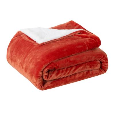 China Patchwork PORTABLE Double Sided Fleece Blanket For Bedroom, Brick Red Polyester Fleece Throw Wool Blanket for sale