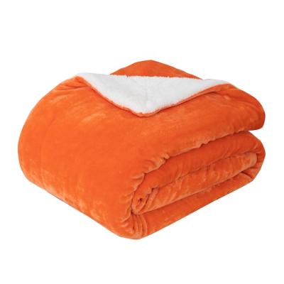 China PORTABLE orange double sided super soft luxurious plush blankets for winter, small kids fur blankets, kids flannel throw blanket for sale