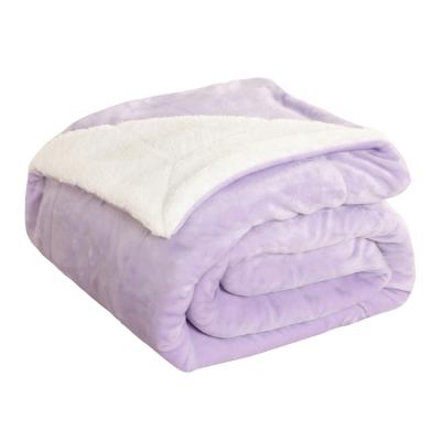 China Large Flannel Plush Velvet Fleece Blanket Fuzzy Lilac Soft Microfiber Covering PORTABLE Double Sided Super Soft Luxury Bed Blanket for sale