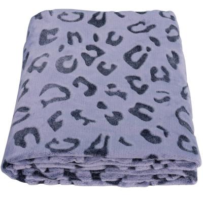 China Cozy Blue Leopard Woven Flannel Fleece Throw Blanket, Super Soft Cozy Lightweight Fur Blanket for Baby, Blank Sublimation Sherpa Blanket for sale