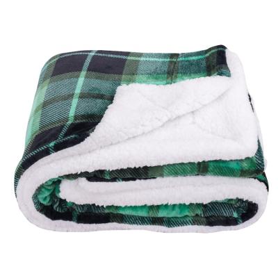 China Skin Friendly Sherpa Green Plaid Wool Throw Blanket, Custom Print Fleece Throw Blanket for Bedroom, Custom Cozy Blanket Throw Blanket for sale