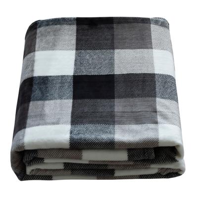 China Black and White Plaid Design Throw Blanket Soft Warmth Handfeel, Kids Shear Plush Throw Blanket, Custom Polyester Tank Top Blanket for sale