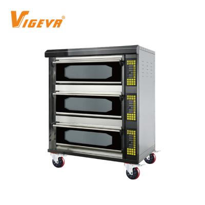 China High Efficiency 3 Platform 6 Tray Digital Panel Bakery Gas Cake Machine Industrial Pizza Oven For Baking for sale