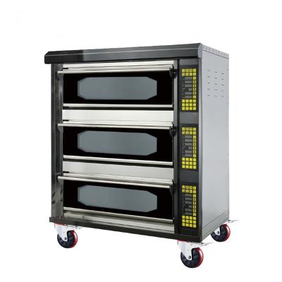 China Stainless Steel Hotel Intelligent Control 3 Decks 6 Trays Commercial Electric Baking Oven for sale