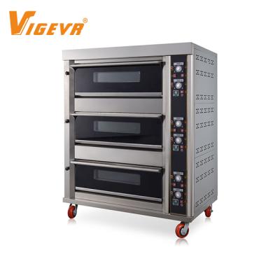 China Hotels 3 Platform 6 Tray Cake Baking Machine Gas Commercial Bread Pizza Oven For Sale for sale