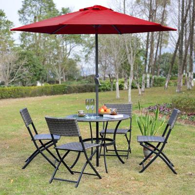 China Modern Design Modern Outdoor Patio Dining Set With Market Umbrella Patio Sling Furniture Garden Sets for sale