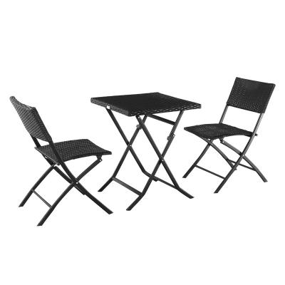 China Modern Modern Rattan Chair Folding Three Piece Square Table Dining Set for sale