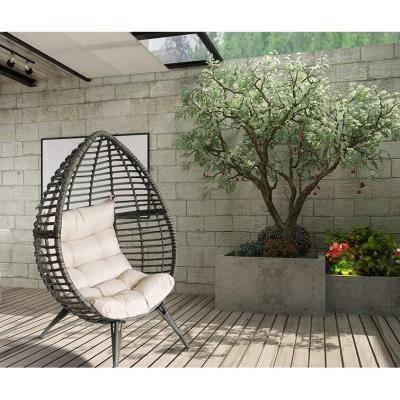 China Eco-freindly Outdoor and Indoor Garden Patio Chair Egg Shape Chair Cotton Hanging Swing Chair with Stand for sale