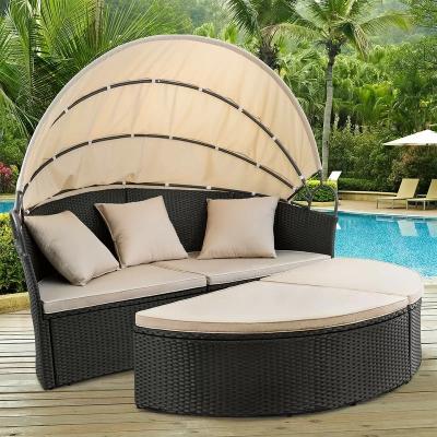 China Wholesale antirust outdoor waterproof cheap style daybed rattan furniture sofa modern fashion sun cushion for sale