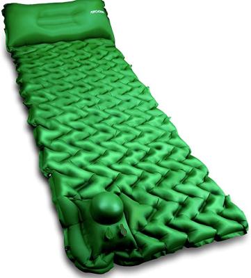 China Foldable Outdoor Camping Sleep Pad Mat With Air Pillow Foot Press Air Mattress And Inflatable Pump Compact Light Weight for sale