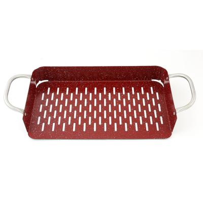 China New Design BBQ Basket BBQ Pan Grill Topper For Outdoor Non-Stick Easily Cleaned Vegetable Cooking for sale