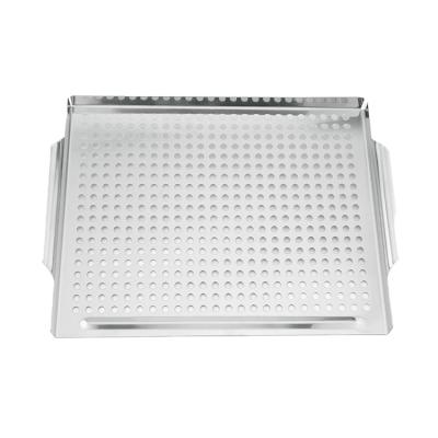 China High Quality Dustproof Silver Grill Topper Pan Tray Wok Topper Stainless Steel BBQ Grill With Double Handle for sale