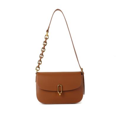 China Fashion\comfortable designer\durable Cowhide Leather Handbags for women vintage luxury fashion genuine leather ladies shoulder bag caramel color for sale