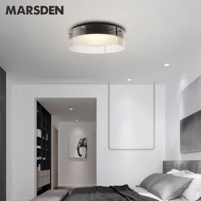 China Outdoor Indoor Lighting Fixture Home Bedroom Dining Room Ceiling Mounted Lamp Glass Round Black Modern Led Ceiling Lights for sale