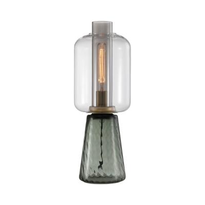 China modern portable smoky amber glass light handmade amber smoky glass home guest room hotel mdoern led table lamp for sale