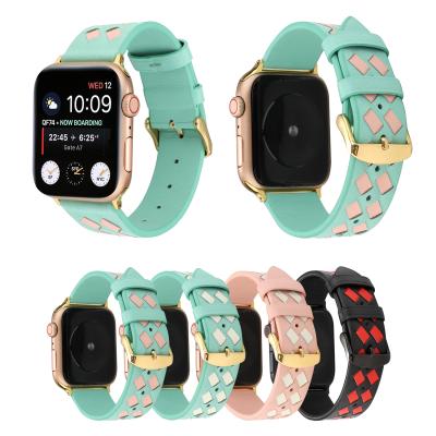 China New Design Adjustable Braided Leather Watch Band For Apple Watch Genuine Leather Strap for sale