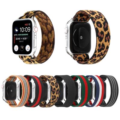 China Adjustable Sport Replacement Elastic Watch Band Straps For Apple Watch 38mm 40mm 42mm 44mm Nylon Woven Strap for sale