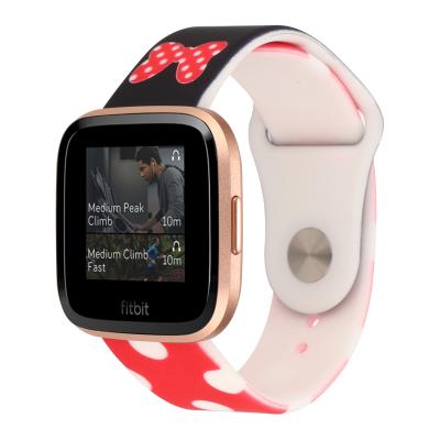 China Soft Mickey Cartoon Fashion Silicone Rubber Strap Wristband Strap For Fitbit Versa 23mm Smart Watch Band for sale