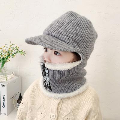 China New autumn and winter children's soft velvet scarf hat children face one-piece warm ear cap cap knitted hat for sale