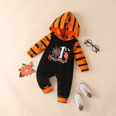 China Halloween New Hot Selling Sleveeless Baby Pumpkins Baby Costume Hooded Crawling Long Sleeve Romper Set Toddler Wear for sale