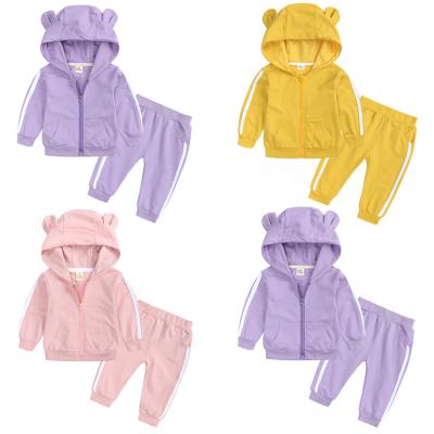 China QUICK DRY New Children's Spring and Autumn Sportswear Boys Girls Sports Two-Piece Hooded Long Sleeve Baby Toddler Play Dressing Suit Set for sale