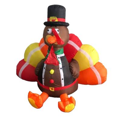 China Waterproof Hot Sale Thanksgiving Day Decorations Holiday Home Outdoor Garden Party Led Lights Airblowen Inflatables Turkey With Pilgrim Hat for sale