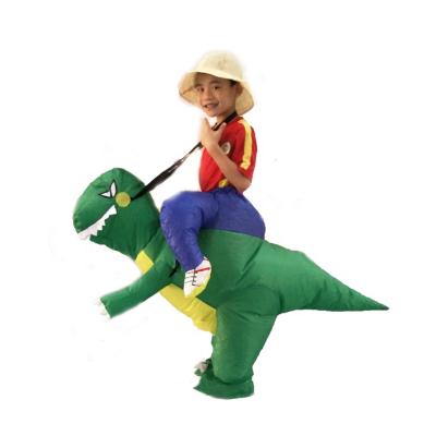 China Wholesale Waterproof Halloween Air-Blown Costume Inflatable Ride On T-rex Dinosaur Animal Costume For Kids for sale