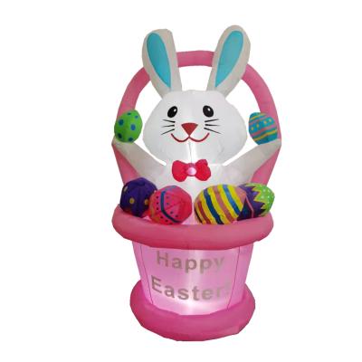 China Wholesale Reuse Bunny Inflatable Rabbit With Led White Lights Easter Home 5Ft Yard Decorations Large Cute Outdoor Colorful Egg Basket for sale