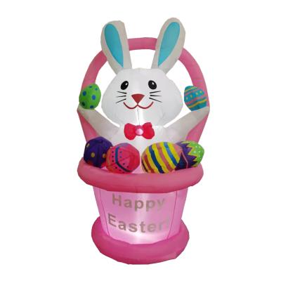 China Reusing 2021 Cute Funny Craft Pattern Easter Gnome Rabbit Decorative Basket And Colored Eggs Play 5Ft Bunny For Outdoor Yard Inflatable for sale