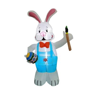 China Reusing Latest Crazy 4FT Bunny Holding Crayons Colored Eggs Inflatable Easter Bunny With Internal Lights Party Outdoor Decoration for sale