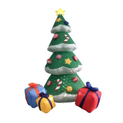 China Hot sales Amazon Christmas yard lighted small explosion inflatable led projection with 3 outdoor gift box green Christmas tree decoration for sale