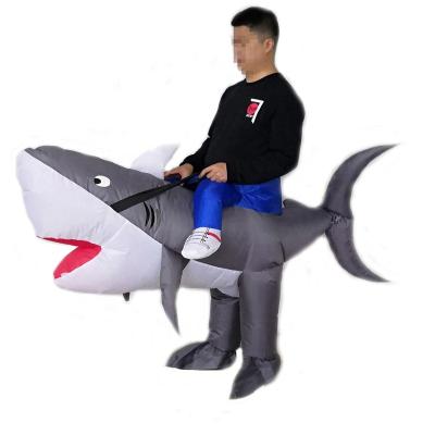 China Factory Wholesale 190T Polyester Funny Inflatable Shark Costume Animal Mascot Costume Dress For Adult for sale