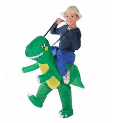 China Party Halloween Carnival Costume Green Inflatable T-Rex Party Halloween Kids Cosplay Costume Dinosaur Riding Walking Costume for sale