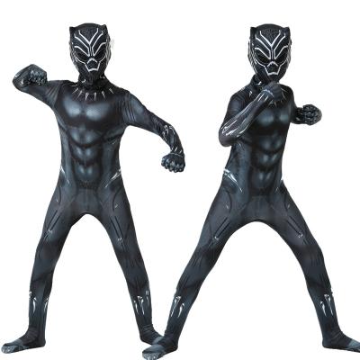 China Breathable and Comfortable Anime Tights Breathable and Comfy Halloween Superhero Overalls Kids Party Black Panther Mascot Cosplay Costume for Kids for sale