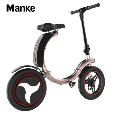 China Manke MK114 Mini Foldable 14inch 450W Aluminum Crownwheel High Quality Light Bicycle Electric Bike with App Control for Adults for sale