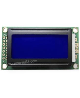 China M0802B-B5, 8x2 Character Dot-matrix LCD Module, STN Blue LCD type, White backlight, transm for sale