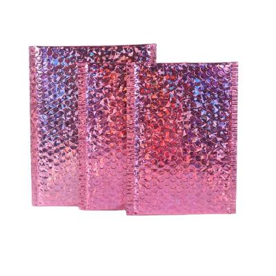 China Strong Adhesive Metallic Pink Bubble Mailers Foil Air Padded Envelopes Custom Gift Mail Send Bags Shipping Courier Delivery Packaging Bags for sale