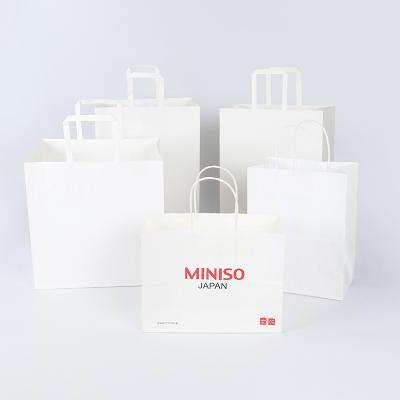 China Logo Printed Cheap Eco Recycle Custom Biodegradable Take Away Food Packaging White Brown Craft Paper Bags With Handles for sale