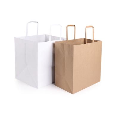 Cina Wholesale Custom Biodegradable White Brown Kraft Gift Craft Shopping Paper Bags With Handle in vendita