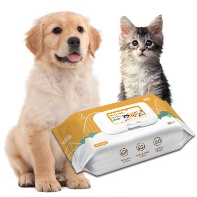 China Disposable Alcohol Free Breathable Pet Cleaning Wet Cloths, No Fluorescent Agent Nonwoven Dog Cat Wet Tissues for sale