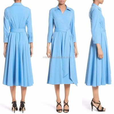 China Anti Static Anti Static Shirt Dress Women Fashion Cheap Long Sleeve Casual Style Plain Dyed Wholesale Custom Women Pleated Dress Shirt Women for sale