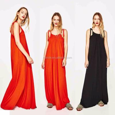 China Women's Anti-Static Summer Anti-Static Dress For Girls Fashion Loose Fit Korean Long Strappy Dresses Cheap Dress Details Wholesale for sale