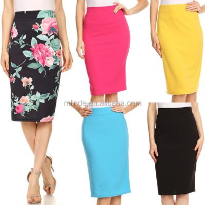 China Women Knee Length Plus Size Plus Size Mini/Midi/Maxi Skirt Floral /Solid Color Pencil Skirts, for sale