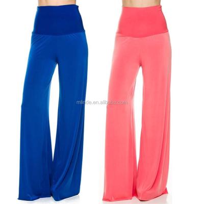 China Wholesale Breathable Solid Wide Leg Palazzo Pants Women High Waisted Yoga Pants Breathable Harem Pants for sale