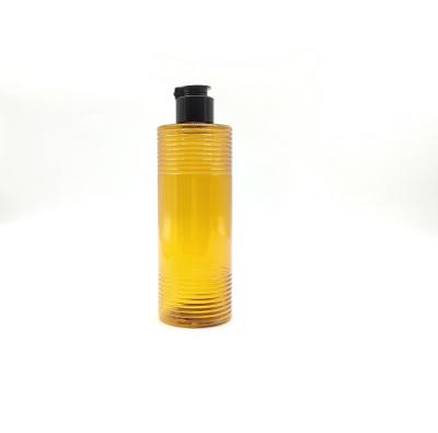 China Cosmetic Amber Shampoo 250ml Shower Gel Bottle With Lid PET Plastic Cosmetic Lotion Packing Bottle for sale