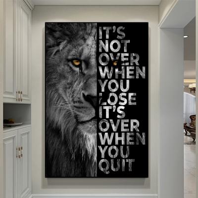 China HONGYA Inspired Art Lion Letter Motivational Quote Modern Wild Canvas Animal Art Of Posters And Prints for sale