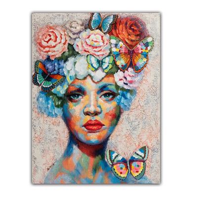 China Modern 100% pure manual beautiful woman oil painting creative oil painting wreath for home decoration for sale