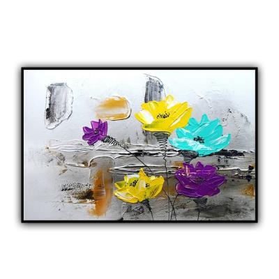 China Modern Nordic Abstract Wall Art For Sale Abstract Flower Purple Blue Yellow Landscape Oil Painting for sale