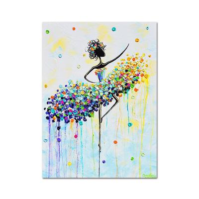 China Modern Abstract Ballerina Girl Oil Painting On Canvas 3D Portrait Oil Painting Heavy Knife Texture Oil Painting Home Decorations for sale