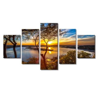 China Modern Trees and Sunset Landscape Canvas Printing Decorative Wall Painting Art for sale